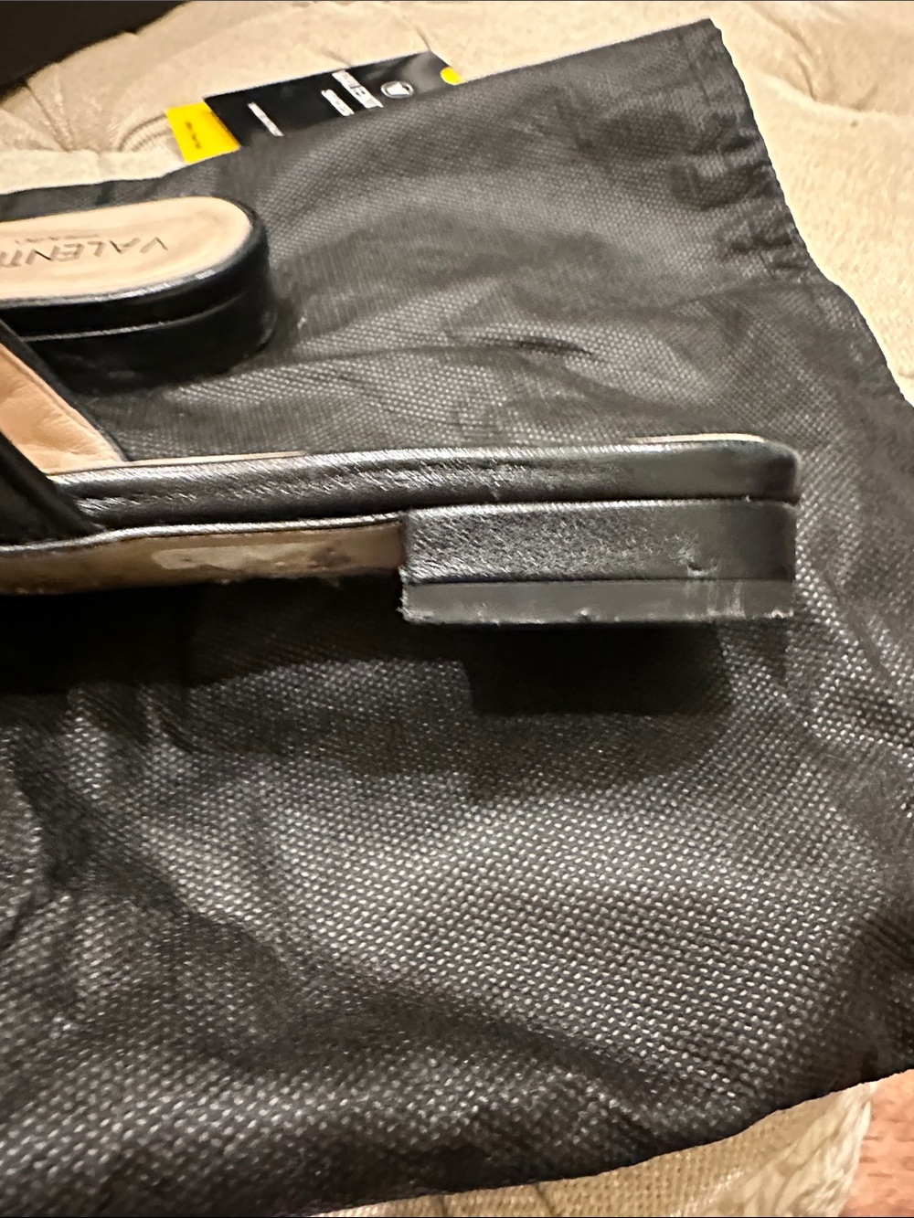Valentino  Afrodite Black Quilted Leather Slides with Gold Logo Accent - Picture 6 of 6